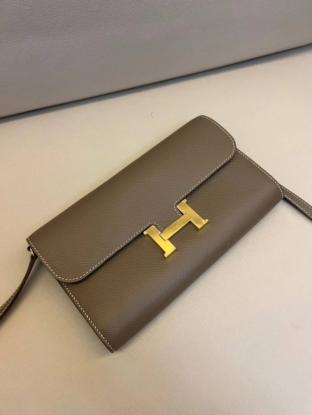 Authentic Hermes Constance Togo Grey